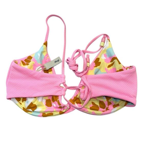 NWOT Maaji Floral Underwire Reversible Lace Up Tie Back Bikini Top Multicolor XL - Picture 2 of 5